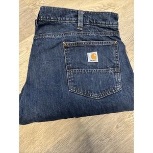Carhartt Straight Jeans Blue Men's 44x30 Relaxed Fit Distressed Denim Pockets